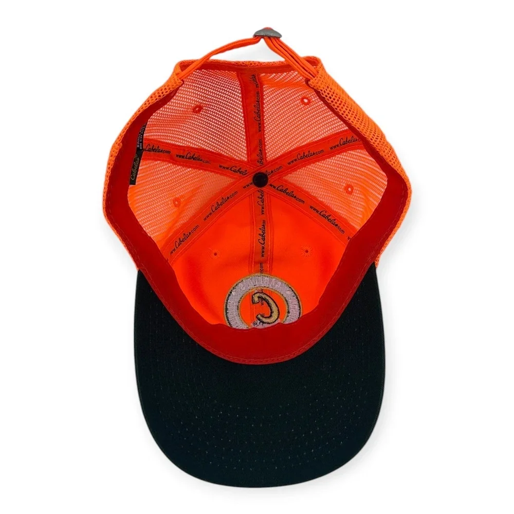 Cabela's Blaze Orange Mesh Trucker Hat Adjustable One Size Fits Most